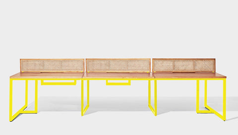 reddie-raw workstation 360W x 120D x 75H total (120x60 desk) *cm (incl. screen & tray) / Wood Veneer~Oak / Metal~Yellow NCW Workstation *pod of 6