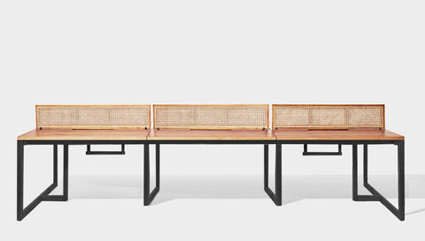 reddie-raw workstation 360W x 120D x 75H total (120x60 desk) *cm (incl. screen & tray) / Wood Veneer~Oak / Solid Reclaimed Teak Wood~Black NCW Workstation *pod of 6