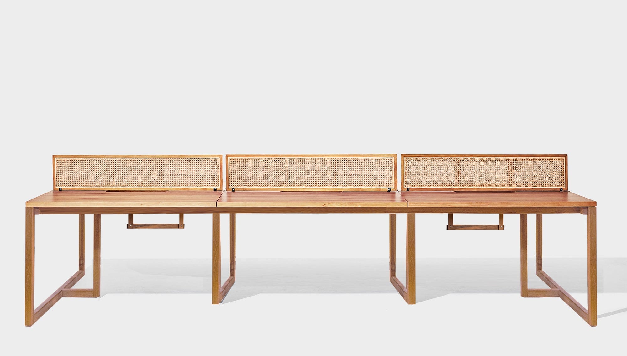 reddie-raw workstation 360W x 120D x 75H total (120x60 desk) *cm (incl. screen & tray) / Wood Veneer~Oak / Solid Reclaimed Teak Wood~Natural NCW Workstation *pod of 6