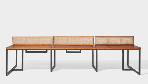 reddie-raw workstation 360W x 120D x 75H total (120x60 desk) *cm (incl. screen & tray) / Wood Veneer~Teak / Metal~Grey NCW Workstation *pod of 6