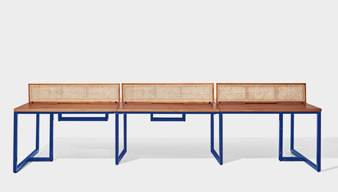 reddie-raw workstation 360W x 120D x 75H total (120x60 desk) *cm (incl. screen & tray) / Wood Veneer~Teak / Metal~Navy NCW Workstation *pod of 6