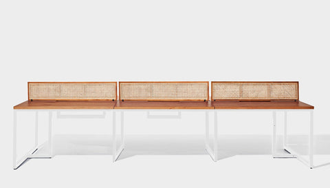 reddie-raw workstation 360W x 120D x 75H total (120x60 desk) *cm (incl. screen & tray) / Wood Veneer~Teak / Metal~White NCW Workstation *pod of 6