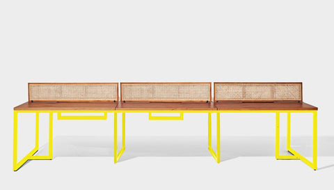 reddie-raw workstation 360W x 120D x 75H total (120x60 desk) *cm (incl. screen & tray) / Wood Veneer~Teak / Metal~Yellow NCW Workstation *pod of 6