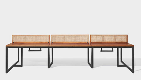 reddie-raw workstation 360W x 120D x 75H total (120x60 desk) *cm (incl. screen & tray) / Wood Veneer~Teak / Solid Reclaimed Teak Wood~Black NCW Workstation *pod of 6