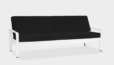 reddie-raw outdoor lounge chair 210W x 78D x 75H *cm / Fabric~Black / Metal~White Outdoor Suzy Lounger