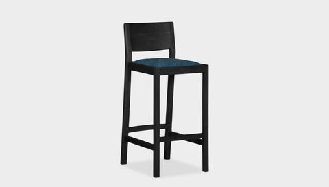 reddie-raw stool COUNTER 42W x 47D x 90 H (65H seat) / Solid Reclaimed Teak Wood~Black / Fabric~Davano Cobolt Rita Bar Stool
