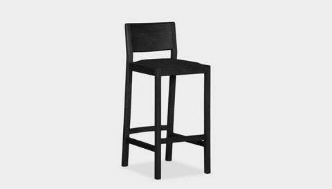 reddie-raw stool COUNTER 42W x 47D x 90 H (65H seat) / Solid Reclaimed Teak Wood~Black / Leather~Black Rita Bar Stool