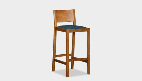 reddie-raw stool COUNTER 42W x 47D x 90 H (65H seat) / Solid Reclaimed Teak Wood~Natural / Fabric~Davano Cobolt Rita Bar Stool