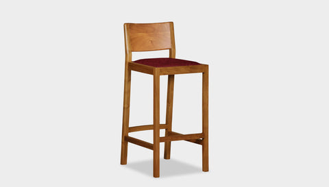 reddie-raw stool COUNTER 42W x 47D x 90 H (65H seat) / Solid Reclaimed Teak Wood~Natural / Fabric~Davano Sangria Rita Bar Stool