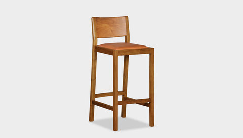 reddie-raw stool COUNTER 42W x 47D x 90 H (65H seat) / Solid Reclaimed Teak Wood~Natural / Leather~Tan Rita Bar Stool