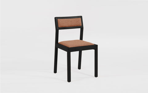 reddie-raw dining chair 50W x 48D x 72H *cm (45H seat height crushed) / 100% Wool Fabric~Textile 23 413  orange stripe / Solid Reclaimed Teak Wood~Black Rita Dining Chair Upholstered