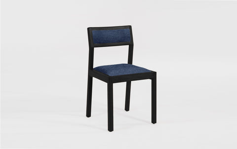 reddie-raw dining chair 50W x 48D x 72H *cm (45H seat height crushed) / Fabric~Davano Cobalt / Solid Reclaimed Teak Wood~Black Rita Dining Chair Upholstered