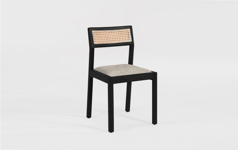 reddie-raw dining chair 46W x 49D x 82H *cm (45H seat) / Solid Reclaimed Teak Wood~Black / Fabric~Davano Paper Bank Rita Rattan Dining Chair