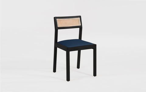 reddie-raw dining chair 46W x 49D x 82H *cm (45H seat) / Solid Reclaimed Teak Wood~Black / Leather~navy Rita Rattan Dining Chair