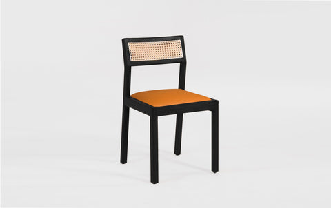 reddie-raw dining chair 46W x 49D x 82H *cm (45H seat) / Solid Reclaimed Teak Wood~Black / Leather~tan Rita Rattan Dining Chair
