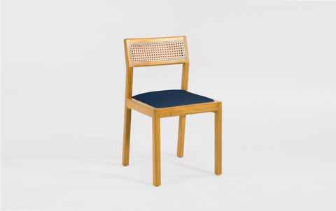 reddie-raw dining chair 46W x 49D x 82H *cm (45H seat) / Solid Reclaimed Teak Wood~Oak / Leather~navy Rita Rattan Dining Chair