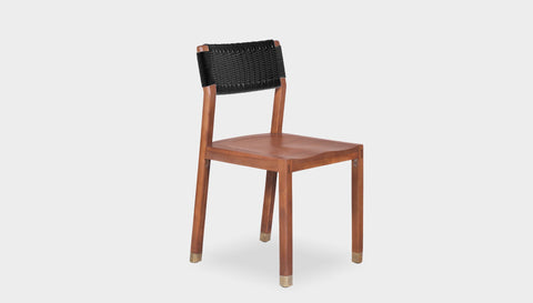 reddie-raw dining chair 46W x 49D x 82H *cm (45H seat) / Solid Reclaimed Teak Wood~Natural (with brass caps) / Black Rope Rita Rope Dining Chair