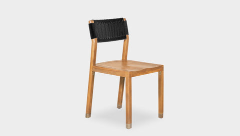 reddie-raw dining chair 46W x 49D x 82H *cm (45H seat) / Solid Reclaimed Teak Wood~Oak (with brass caps) / Black Rope Rita Rope Dining Chair