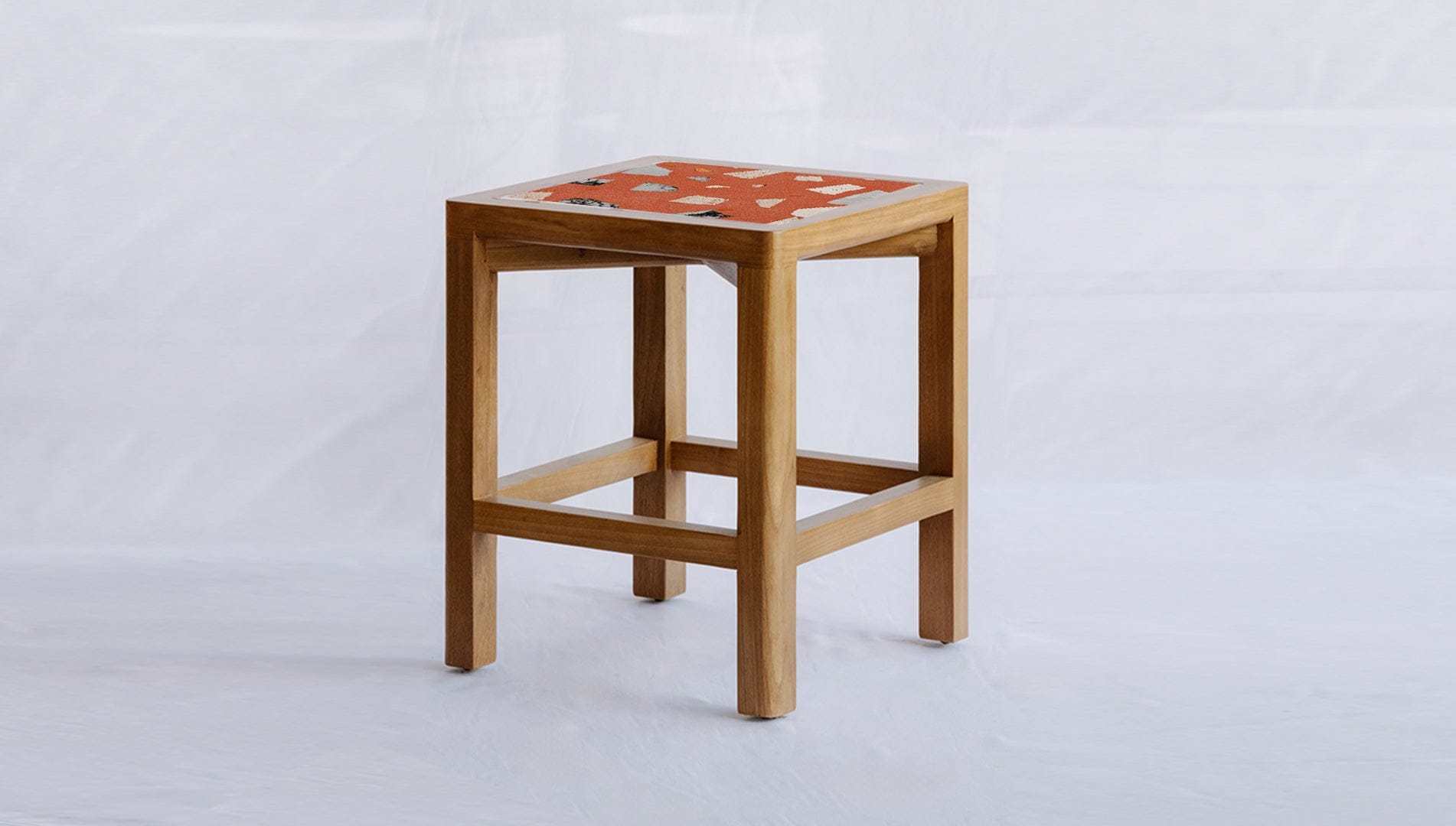 reddie-raw square side table 45W x 45D x 45H *cm / COMBO~Clay / Solid Reclaimed Teak Wood~Natural Rita Square Side Table COMBO