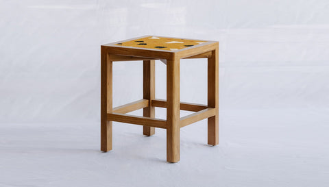 reddie-raw square side table 45W x 45D x 45H *cm / COMBO~Ochre / Solid Reclaimed Teak Wood~Natural Rita Square Side Table COMBO
