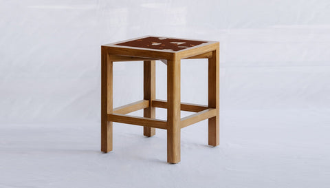 reddie-raw square side table 45W x 45D x 45H *cm / COMBO~Plum / Solid Reclaimed Teak Wood~Natural Rita Square Side Table COMBO