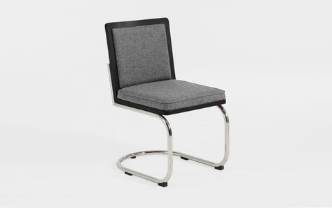 reddie-raw dining chair 45W x 61D x 82H *cm (45H seat) / Solid Reclaimed Teak Wood~Black / 100% Wool Fabric~Textile 23 402 black stripe Rosie Upholstered Cantilever Chair