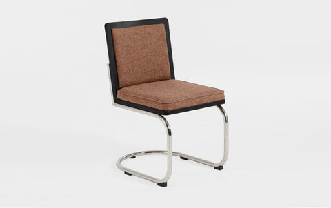 reddie-raw dining chair 45W x 61D x 82H *cm (45H seat) / Solid Reclaimed Teak Wood~Black / 100% Wool Fabric~Textile 23 413  orange stripe Rosie Upholstered Cantilever Chair