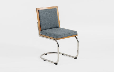 reddie-raw dining chair 45W x 61D x 82H *cm (45H seat) / Solid Reclaimed Teak Wood~Oak / 100% Wool Fabric~Textile 23 484 blue stripe Rosie Upholstered Cantilever Chair