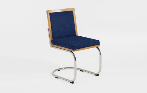 reddie-raw dining chair 45W x 61D x 82H *cm (45H seat) / Solid Reclaimed Teak Wood~Oak / Fabric~Davano Cobalt Rosie Upholstered Cantilever Chair