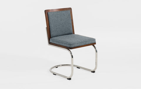 reddie-raw dining chair 45W x 61D x 82H *cm (45H seat) / Solid Reclaimed Teak Wood~Walnut / 100% Wool Fabric~Textile 23 484 blue stripe Rosie Upholstered Cantilever Chair