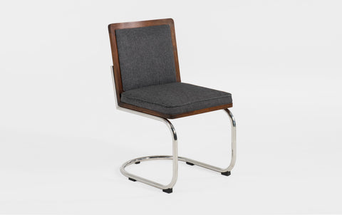 reddie-raw dining chair 45W x 61D x 82H *cm (45H seat) / Solid Reclaimed Teak Wood~Walnut / Fabric~Davano Iron Stone Rosie Upholstered Cantilever Chair