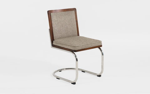 reddie-raw dining chair 45W x 61D x 82H *cm (45H seat) / Solid Reclaimed Teak Wood~Walnut / Fabric~Davano Paper Bank Rosie Upholstered Cantilever Chair