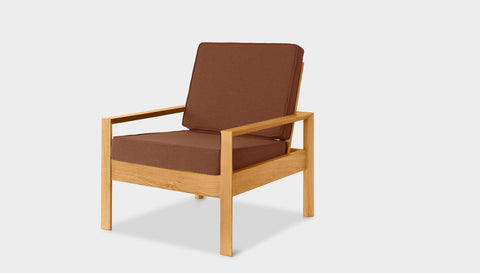 reddie-raw lounge chair 74W x 78D x 78H *cm (40H seat) / Solid Reclaimed Teak Wood~Oak / Fabric~Blush Rust Suzy Lounge Chair
