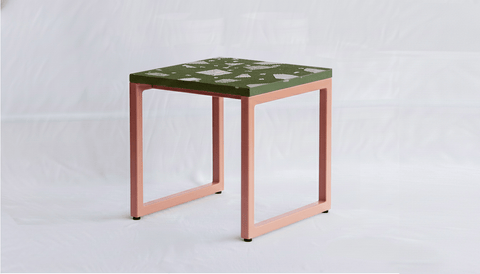 reddie-raw square side table 45W x 45D x 45H *cm / Collab~Green / Metal~Pink Suzy Side Table Square COLLAB