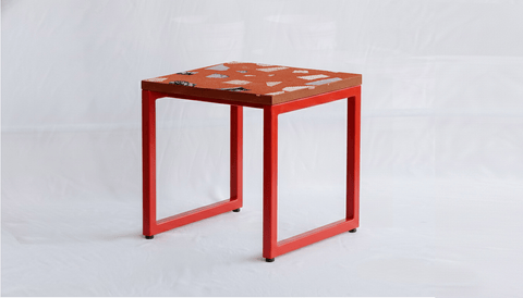 reddie-raw square side table 45W x 45D x 45H *cm / Collab~Pink / Metal~Red Suzy Side Table Square COLLAB