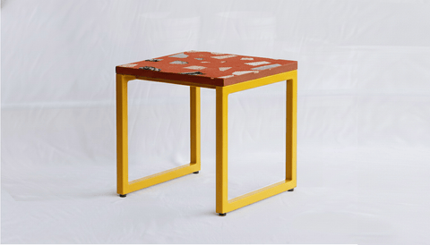 reddie-raw square side table 45W x 45D x 45H *cm / Collab~Pink / Metal~Yellow Suzy Side Table Square COLLAB