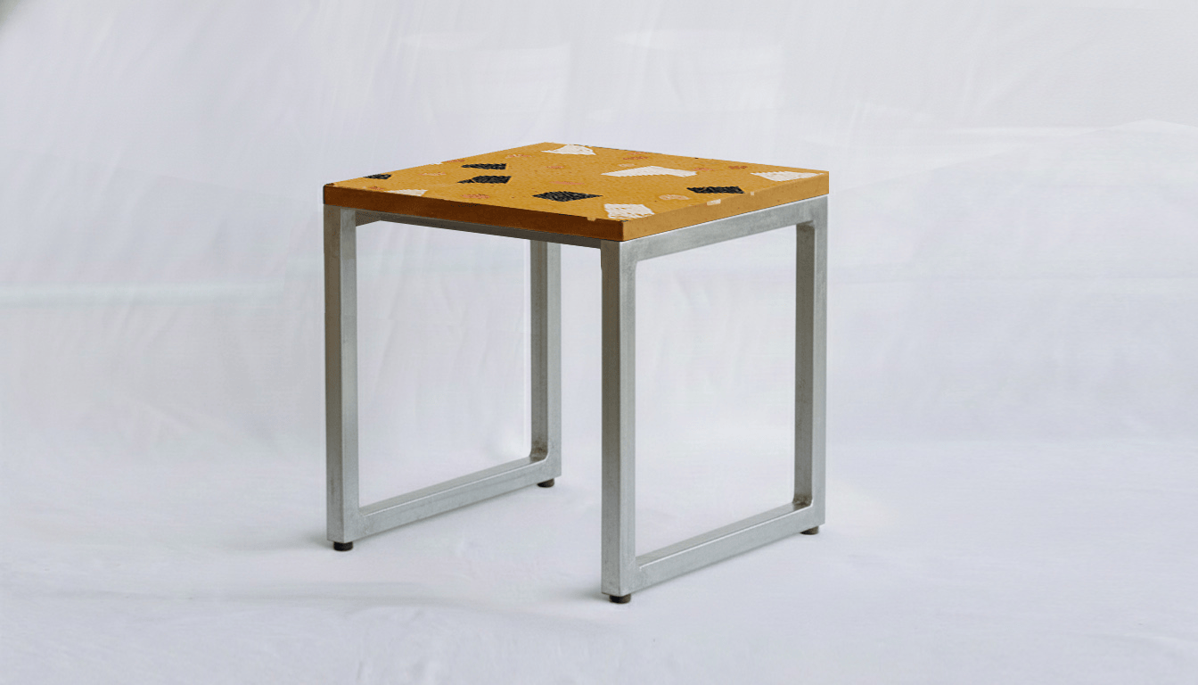 reddie-raw square side table 45W x 45D x 45H *cm / Collab~Yellow / Metal~Galvanised Suzy Side Table Square COLLAB