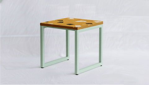 reddie-raw square side table 45W x 45D x 45H *cm / Collab~Yellow / Metal~Mint Suzy Side Table Square COLLAB