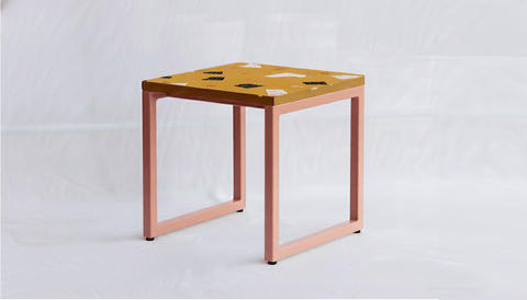 reddie-raw square side table 45W x 45D x 45H *cm / Collab~Yellow / Metal~Pink Suzy Side Table Square COLLAB