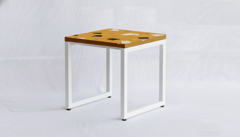 reddie-raw square side table 45W x 45D x 45H *cm / Collab~Yellow / Metal~White Suzy Side Table Square COLLAB