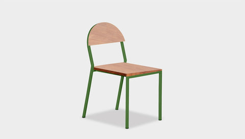 reddie-raw dining chair 42W x 52D x 80H *cm (45H seat) / Wood Veneer~Teak / Metal~Green Suzy Stackable Dining Chair Round