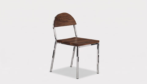 reddie-raw dining chair 42W x 52D x 80H *cm (45H seat) / Solid Reclaimed Teak Wood~Walnut / Metal~Stainless Steel Suzy Stackable Dining Chair Round  Stainless Steel
