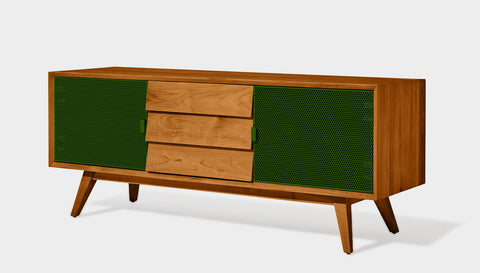reddie-raw media unit 150W x 45D x 60H *cm / Solid Reclaimed Wood~Natural / Metal~Green Vinny Media Cabinet