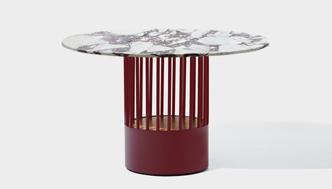 reddie-raw round 120dia x 75H *cm / Stone~Calacatta Viola / Metal~Rust Willy Cage Table - Marble