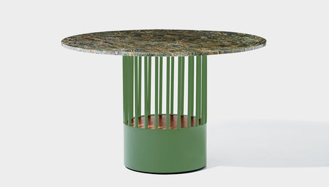 reddie-raw round 120dia x 75H *cm / Stone~Forest Green / Metal~Green Willy Cage Table - Marble