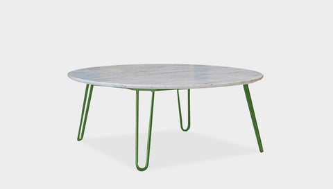 reddie-raw round coffee table 90dia x 35H *cm / Stone~White Veined Marble / Metal~Green Willy Coffee Table Round