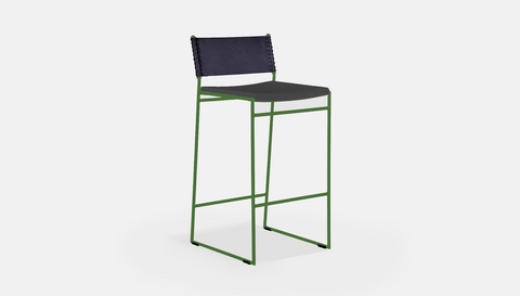 reddie-raw stool 47W x 49D x 90H *cm (65H seat) / Fabric~Blush Antrazit / Metal~Green Willy Sling Bar Stool