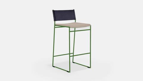 reddie-raw stool 47W x 49D x 90H *cm (65H seat) / Fabric~Blush Cream / Metal~Green Willy Sling Bar Stool