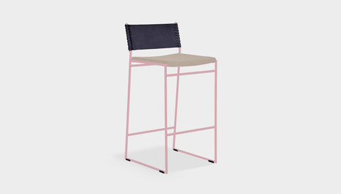 reddie-raw stool 47W x 49D x 90H *cm (65H seat) / Fabric~Blush Cream / Metal~Pink Willy Sling Bar Stool
