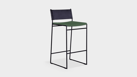reddie-raw stool 47W x 49D x 90H *cm (65H seat) / Fabric~Blush Green / Metal~Black Willy Sling Bar Stool